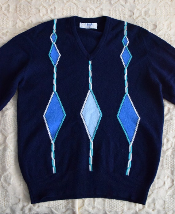 Vintage 80s / 90s blue Pringle wool sweater, Made… - image 9