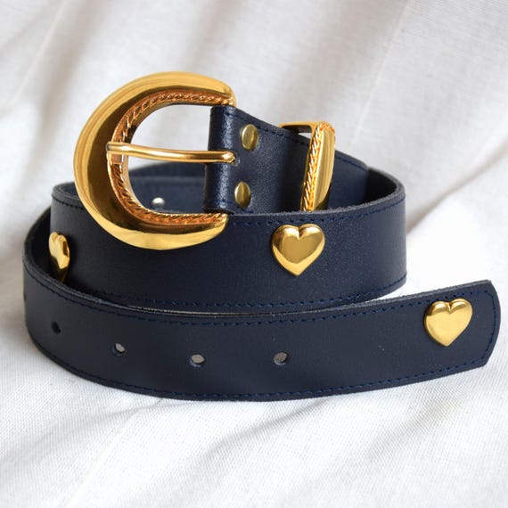 Vintage Blue and Gold Buckle Belt 80 main image 4