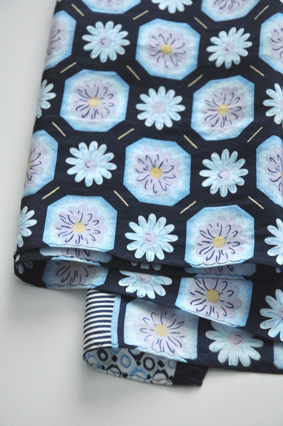 Vintage 90s print silk scarf, blue flower silk scarf, long silk scarf, pure silk hipster scarf, floral pattern scarf Vintage 90s print silk scarf, blue flower silk scarf, long silk scarf, pure silk hipster scarf, floral pattern scarf