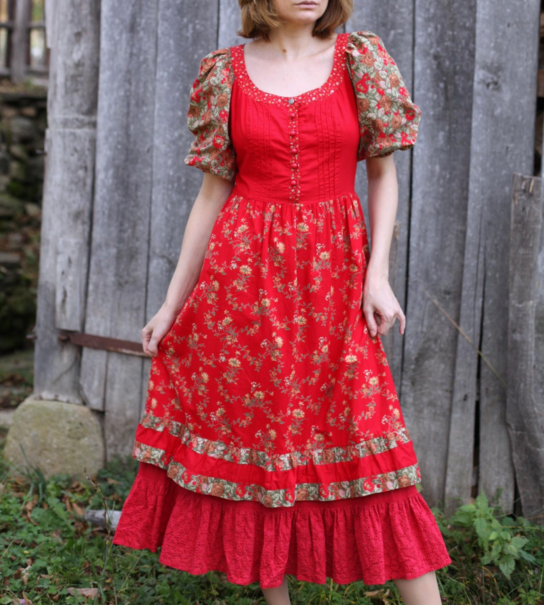 Green Folklore Dress Pattern - Etsy