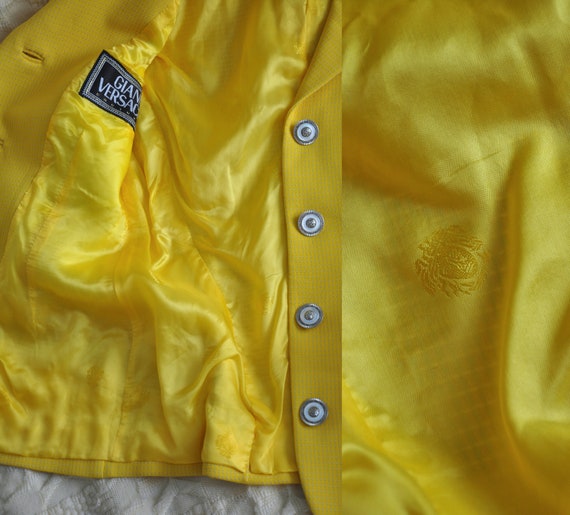 Vintage 90s GIANNI VERSACE Couture yellow wool-bl… - image 5