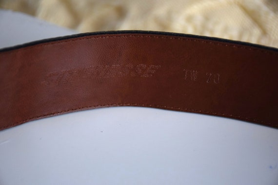 Vintage 90s brown pattern leather belt, high wais… - image 5