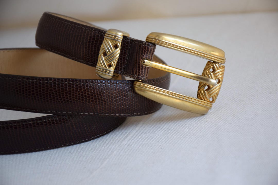 Vintage brown/gold Brighton leather stretchy belt Brighton Museum Collection Brown Leather/Gold Coin Belt  main image 4