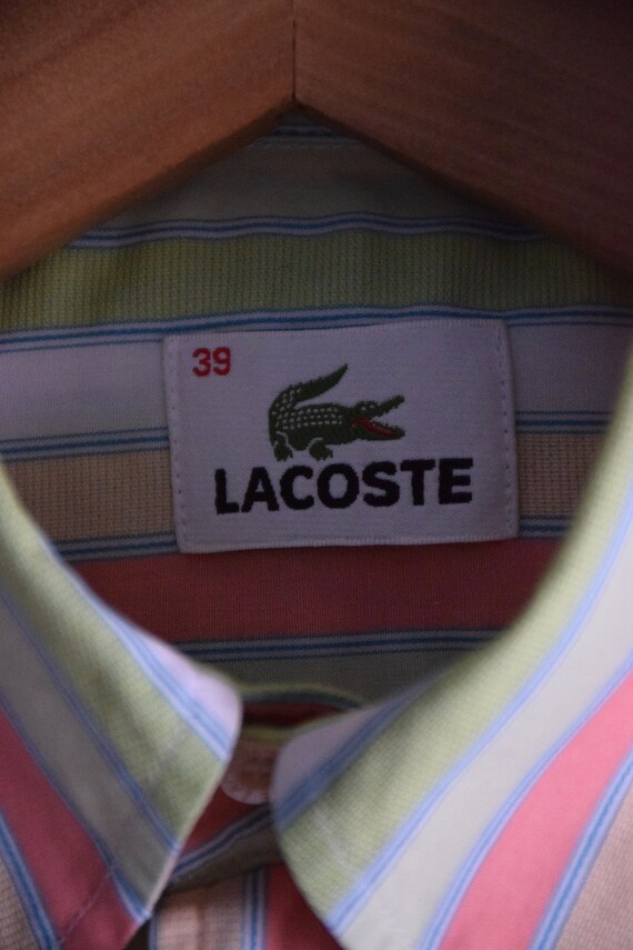 Vintage 90s Lacoste striped shirt, short sleeve m… - image 7