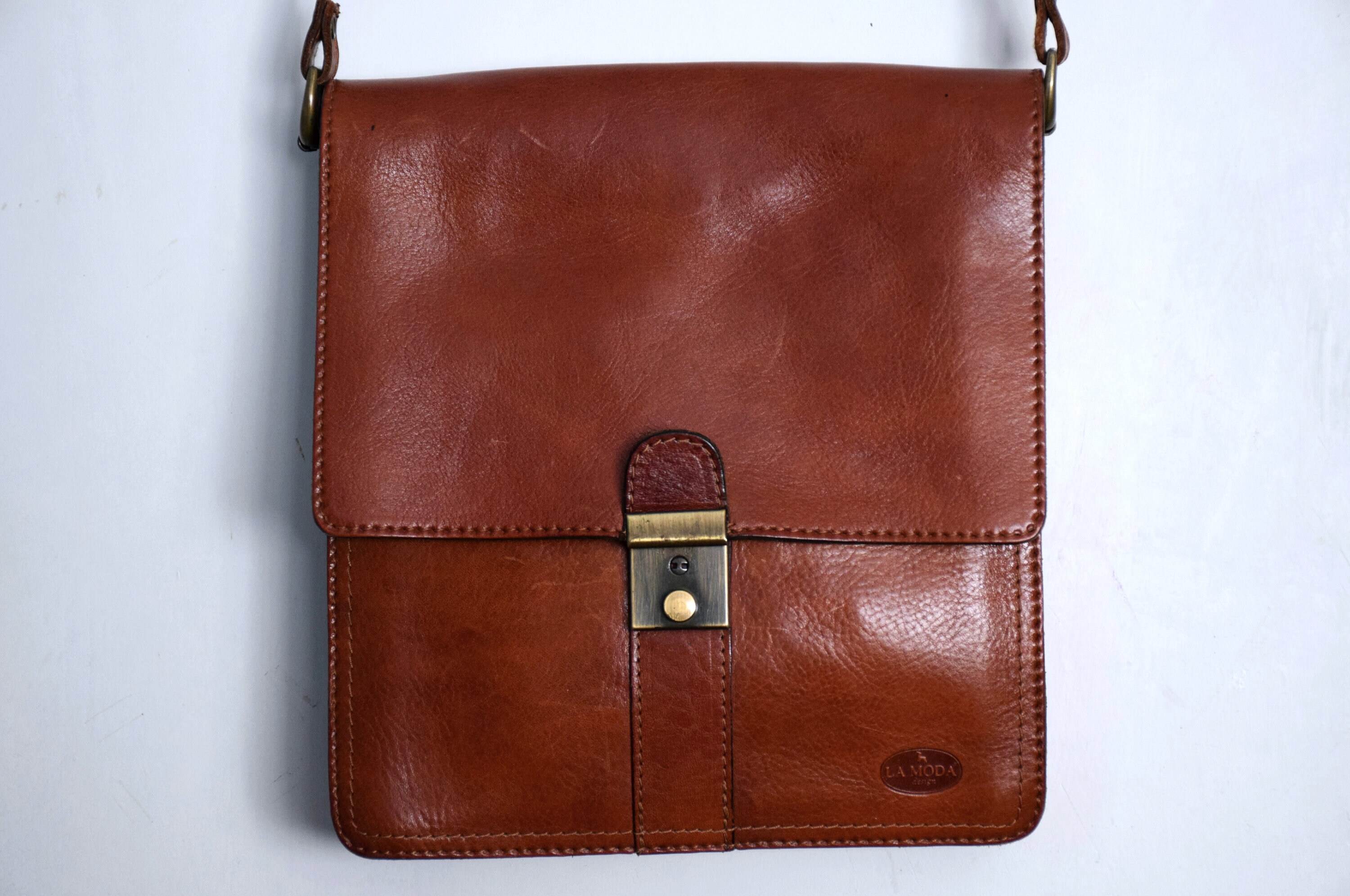 Vintage Messenger Leather Cognac Brown - Etsy
