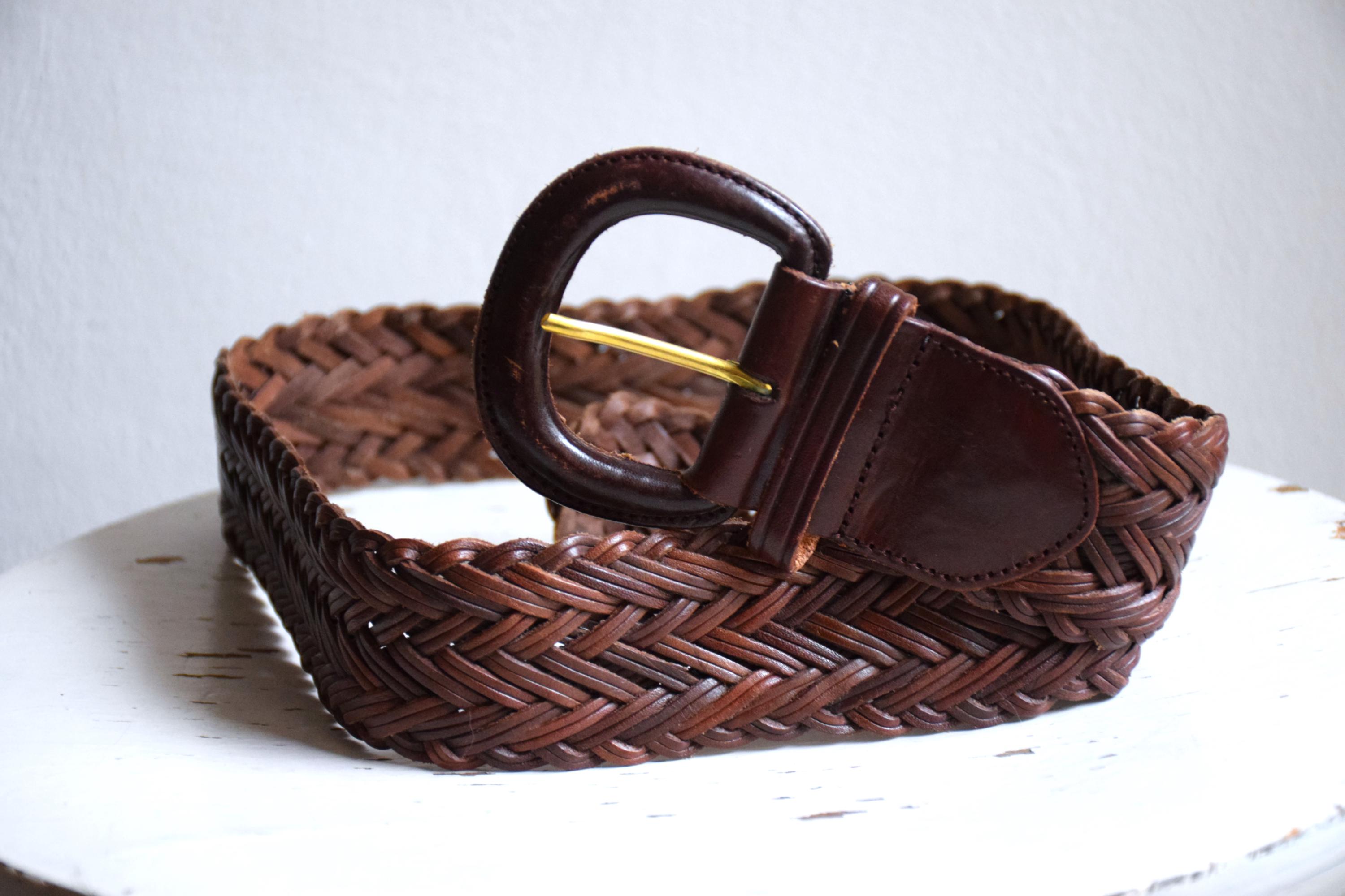 Vintage Y2k Festival Braided Leather Waist Belt Brown Boho Chic XXL Vintage 90s Y2K Women main image 4