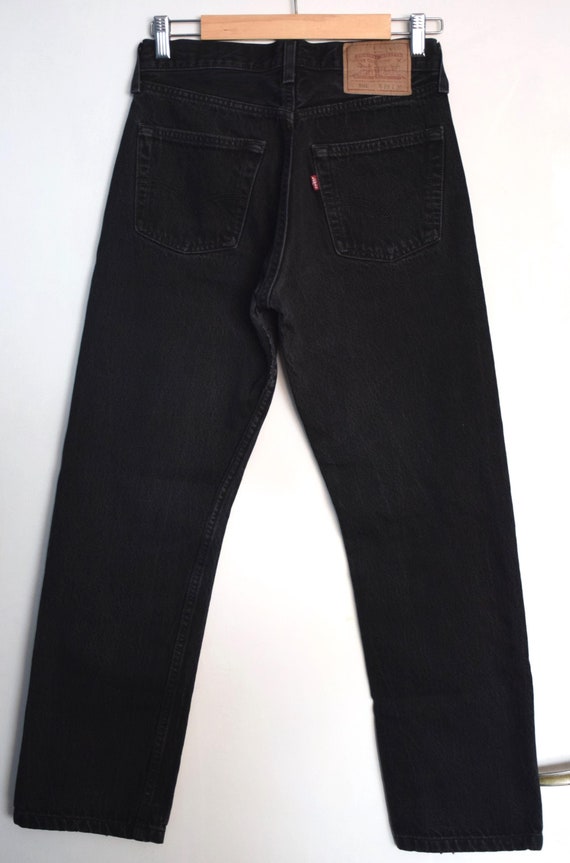 Vintage 90s Black Levi's 501 Jeans, High Waist Straight Leg, 27