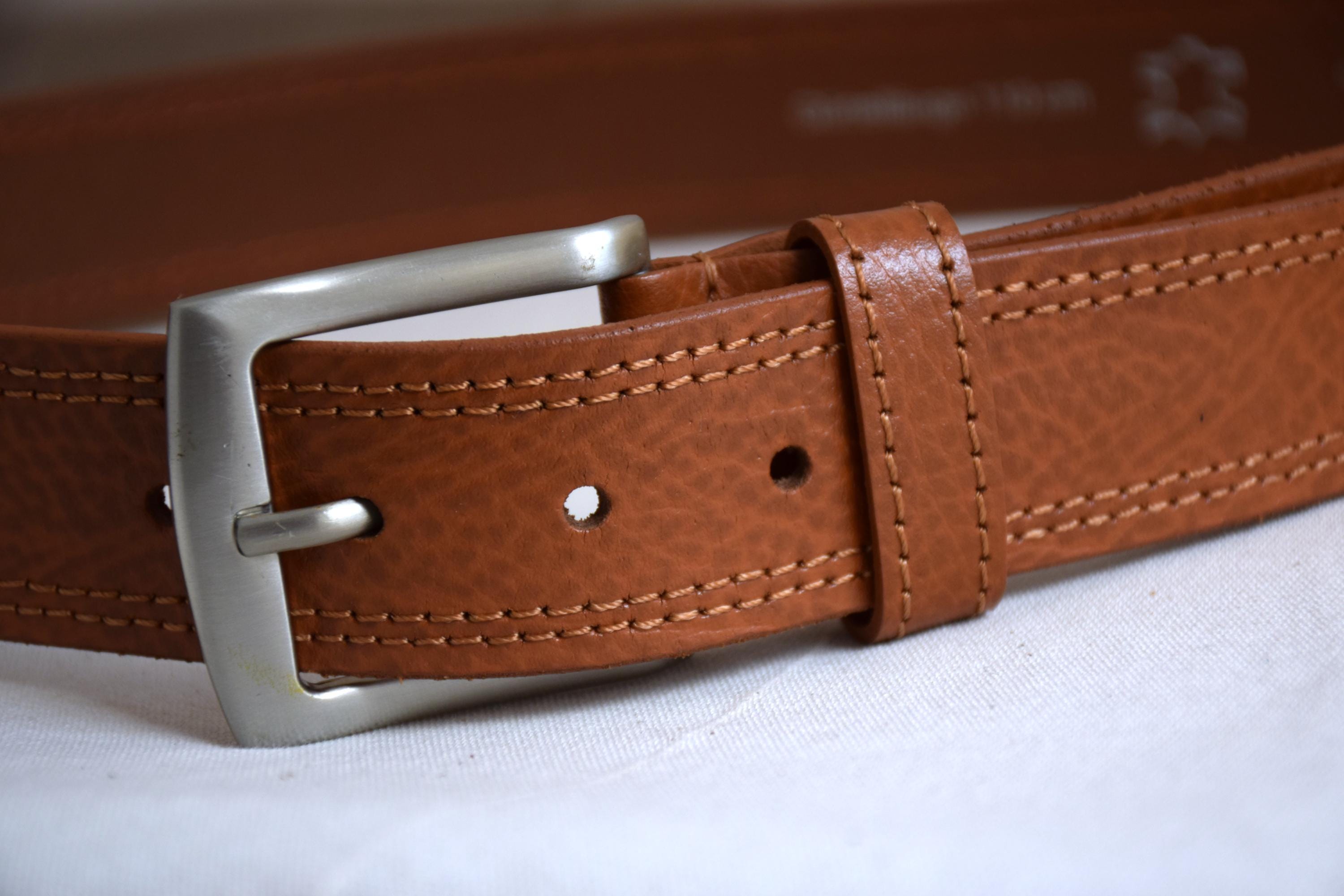 Blue Asphalt Vintage Y2K-era Brown Leather Belt with Silver Buckle Large Native American antique belt Midnight Vintage pendant Prada  main image 3