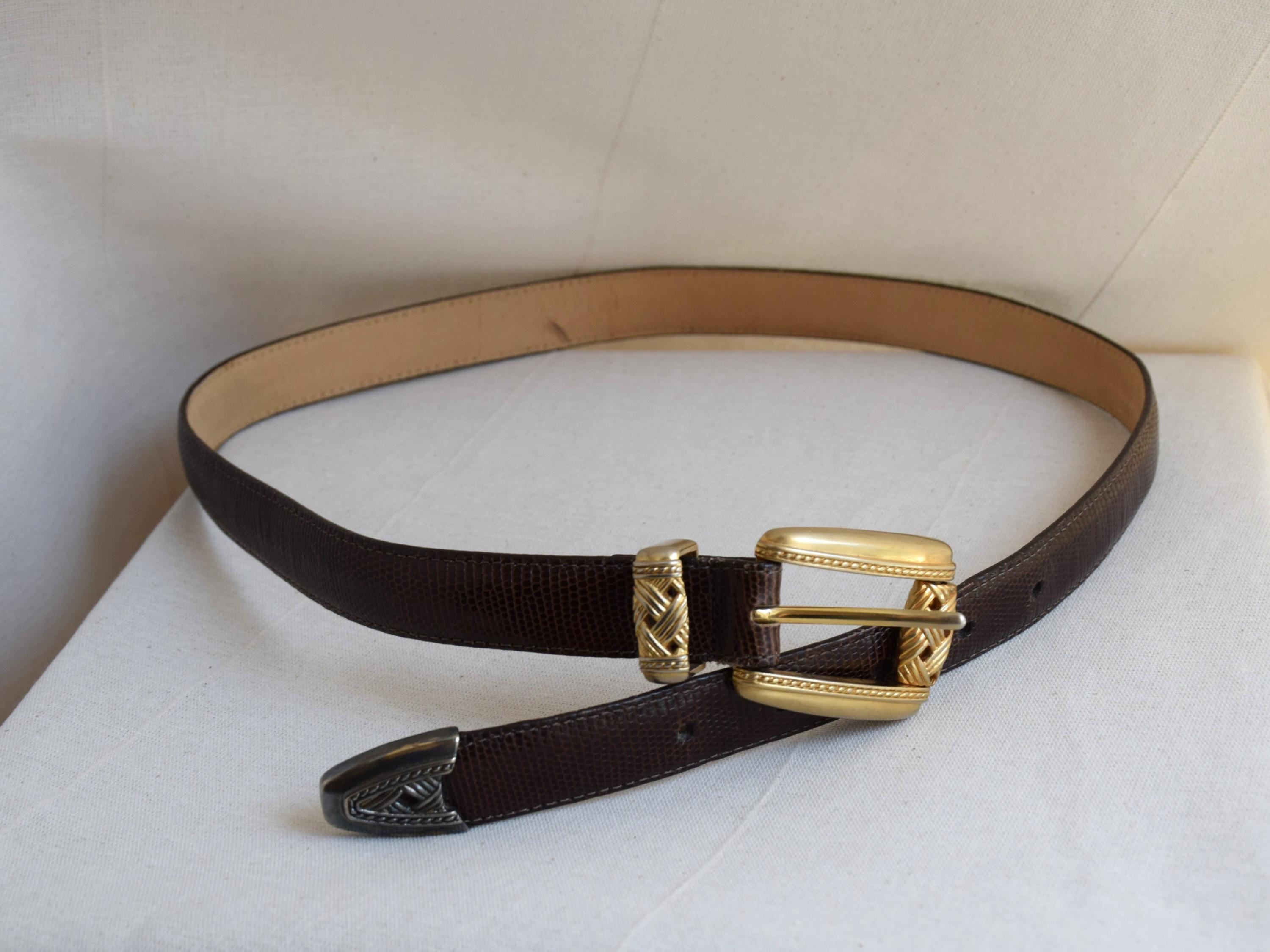 Vintage brown/gold Brighton leather stretchy belt Vintage Brighton belt – Holy Thrift main image 3