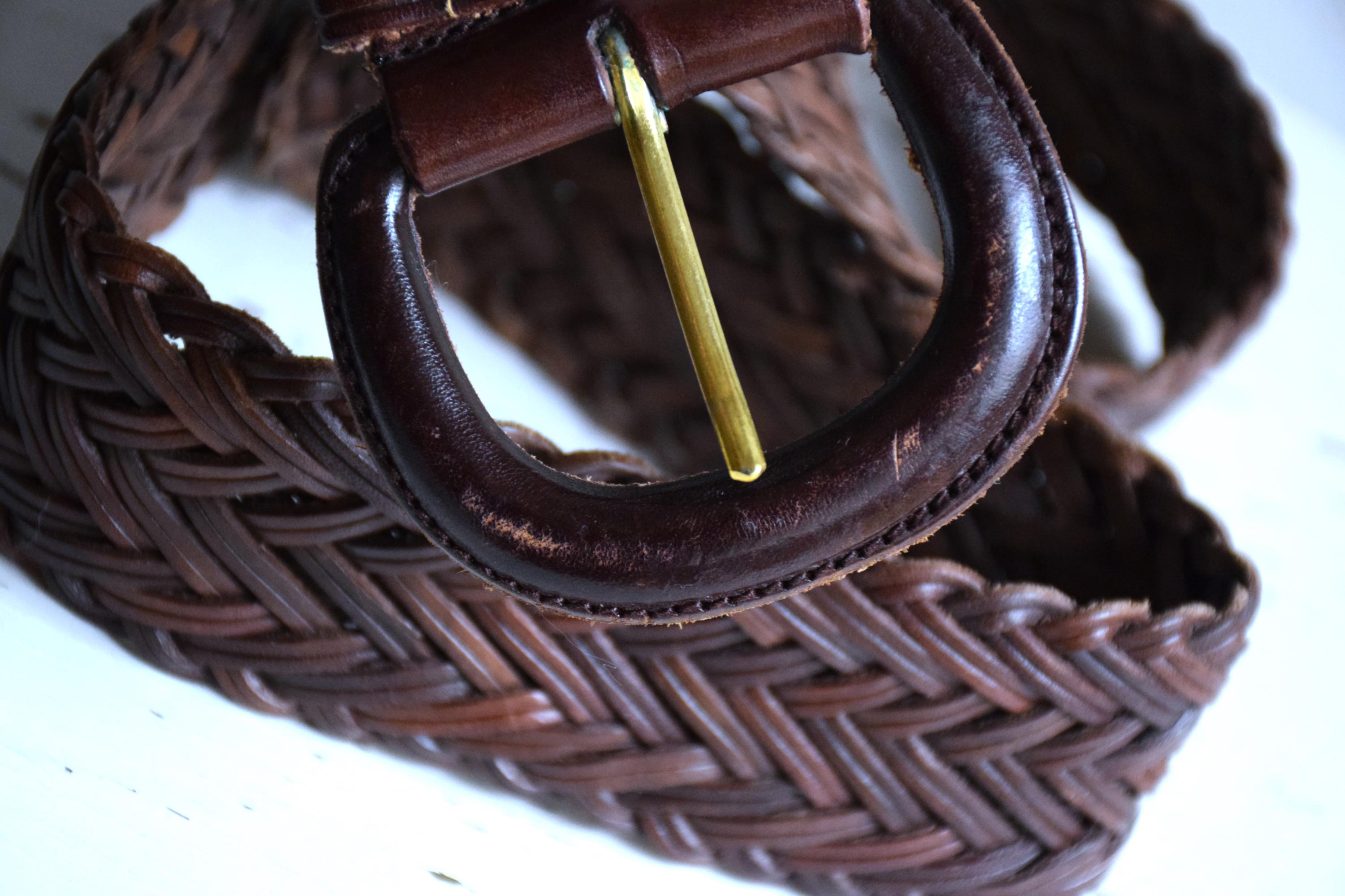 Vintage Y2K Hip Slung Waist Belt M Boho Chocolate Brown Woven Leather Adjustable Vintage Y2K Wide Braided Brown Leather Belt, Boho Style - Etsy main image 3