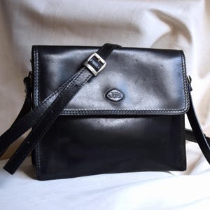 90s Black Leather Shoulder Bag: Italian Vintage Crossbody