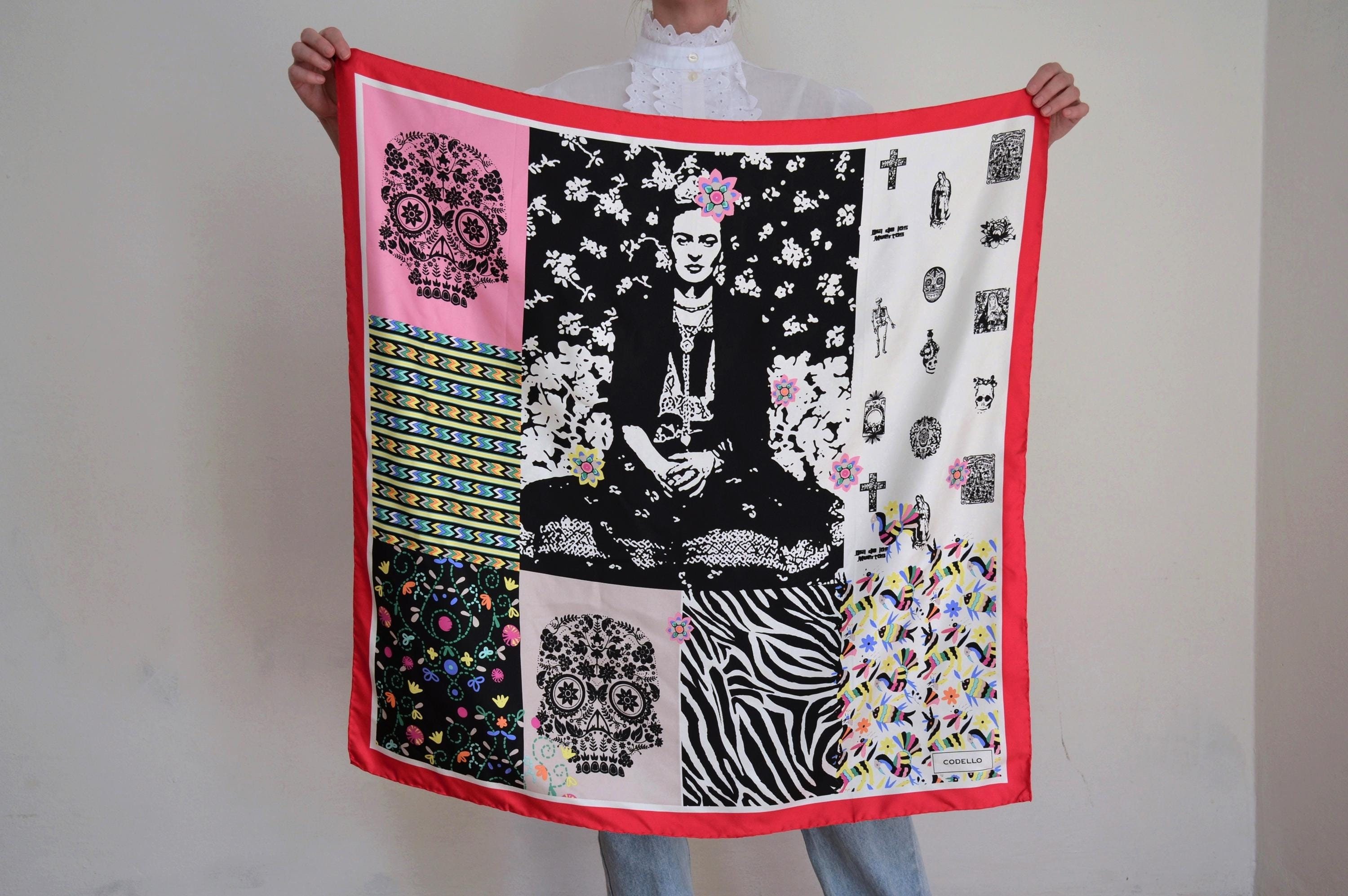 Vintage Codello Silk Scarf, Frida Kahlo Day of the Dead Print - Etsy