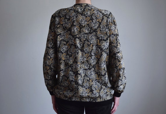 1990s paisley and roses print silk cardigan, butt… - image 5