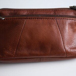 Vintage Y2K leather wristlet bag, cognac brown leather purse, small handbag or wrsitlet wallet zdjęcie 10