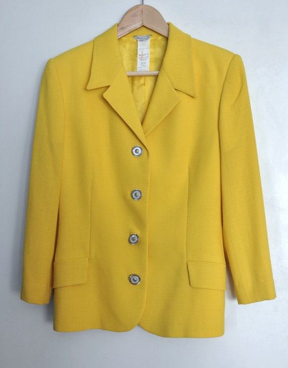 Vintage 90s GIANNI VERSACE Couture yellow wool-bl… - image 2