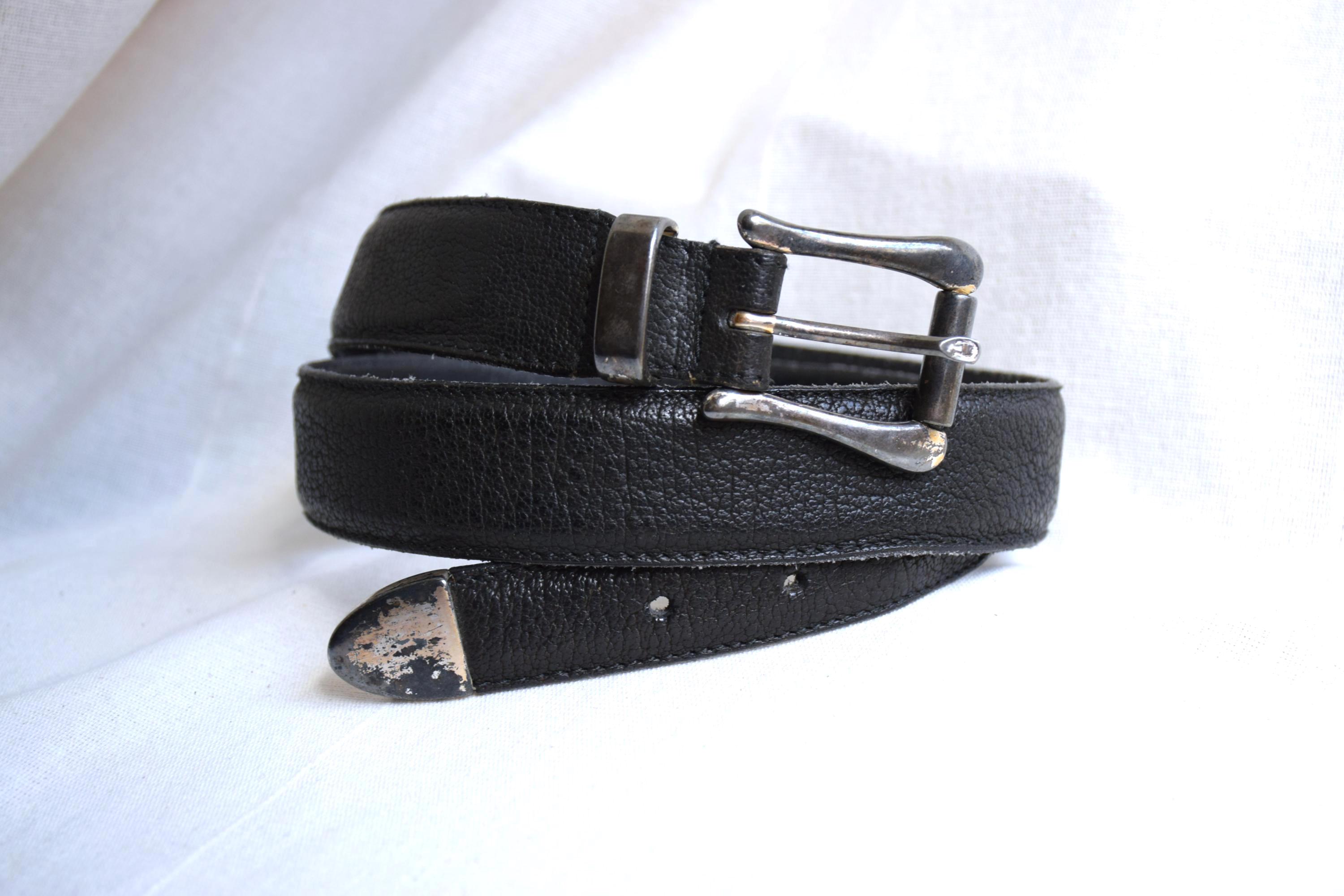 VTG Etienne Aigner Belt Black Croc Embossed Leather Women\'s Sz L Gold Logo Otera Leather Belt in Black Croc Embossed | L main image 3