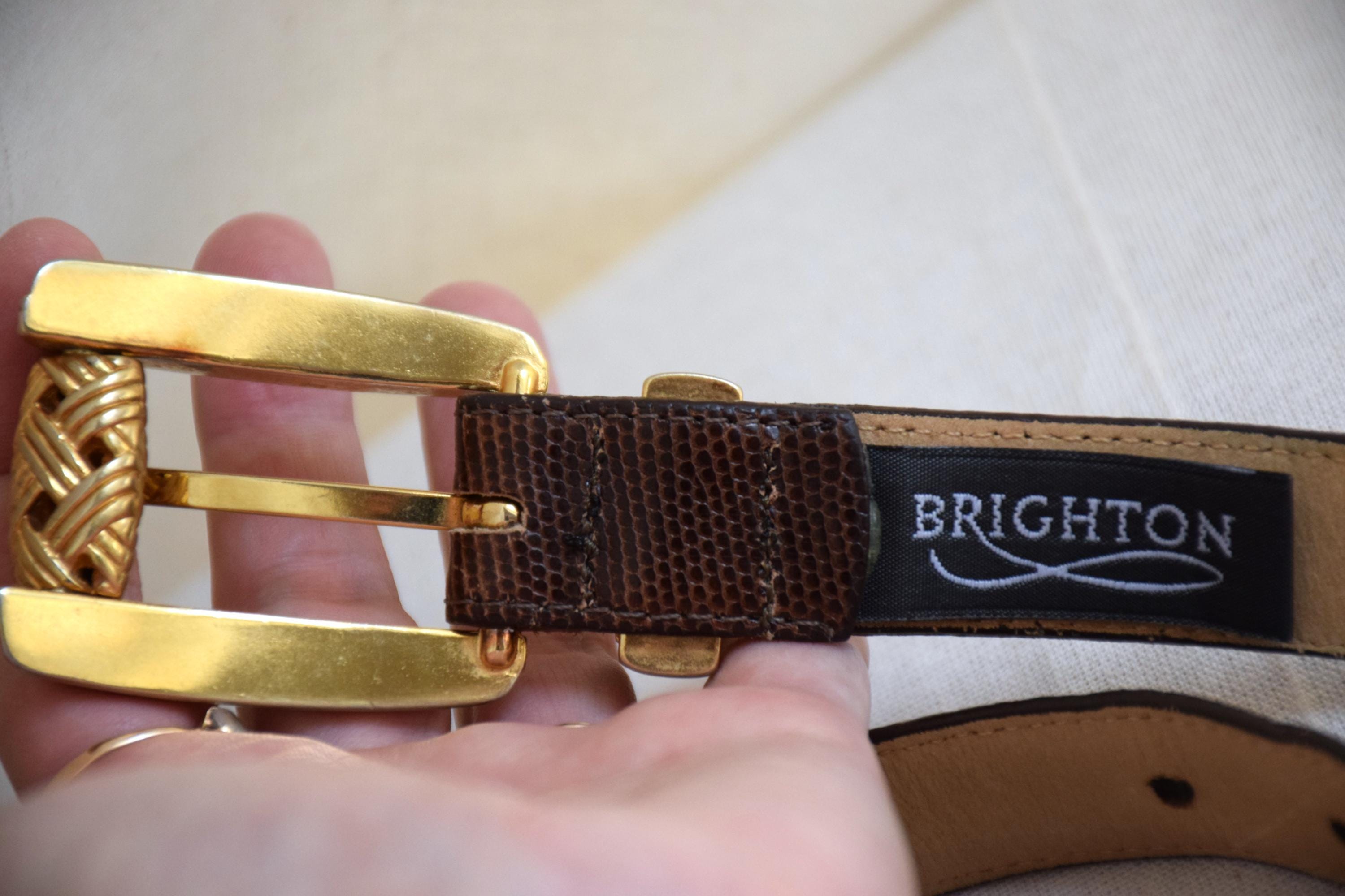 Vintage brown/gold Brighton leather stretchy belt Brighton Museum Collection Brown Leather/Gold Coin Belt  main image 3