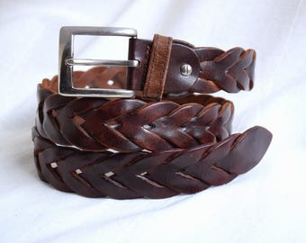 Vintage Kenneth Cole Leather Belt: Y2K British Tan Full 