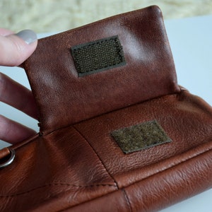 Vintage Y2K leather wristlet bag, cognac brown leather purse, small handbag or wrsitlet wallet zdjęcie 7