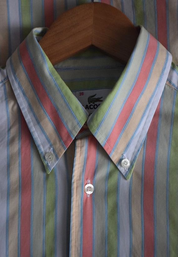 Vintage 90s Lacoste striped shirt, short sleeve m… - image 6