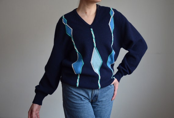 Vintage 80s / 90s blue Pringle wool sweater, Made… - image 4
