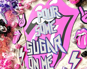 Rock N Roll Mouth Table Sign, Custom Party Decor