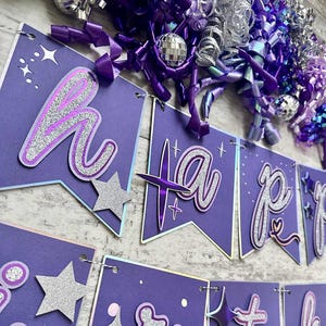 Euphoria Purple Silver Theme Birthday Banner