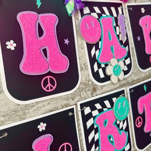 Teen Preppy Aesthetic Checkered Happy Birthday Banner One Happy Girl Banner Party Decoration
