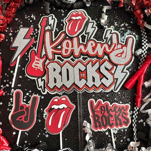 Rock Rockstar Rock N Roll One Rocks Cake Topper & Cupcake Toppers
