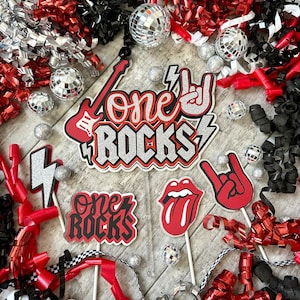 One Rocks Rock N Roll Born to Rock Theme Cake Topper - Etsy