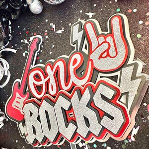 One Rocks Rock N Roll Born to Rock Theme Cake Topper - Etsy