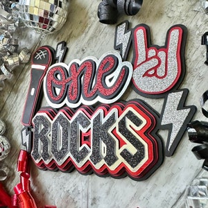 One Rocks Rock N Roll Born to Rock Theme Cake Topper - Etsy
