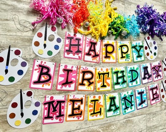 Paint Party Banner, Art Party, Pastel Paint Party, Rainbow Party, Art Decorations, Paint palette birthday Banner
