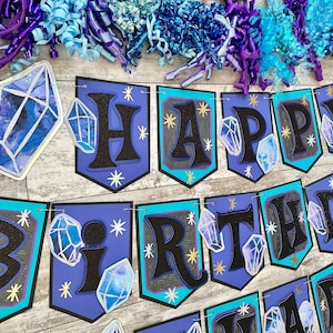Rock Rocks Gems Crystals Geology Theme Birthday Banner