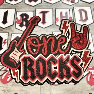One Rocks Rock N Roll Born to Rock Theme Cake Topper - Etsy