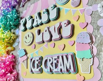 Peace Love ICE CREAM Sweet Shoppe Theme Birthday Table Sign