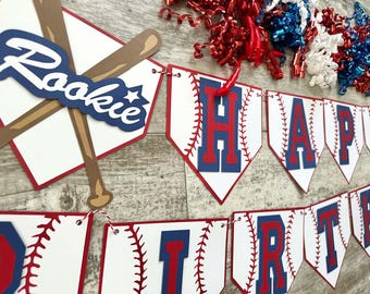 Little Slugger Rookie of the Year First Birthday Baseball Theme Birthday Banner Party Decor