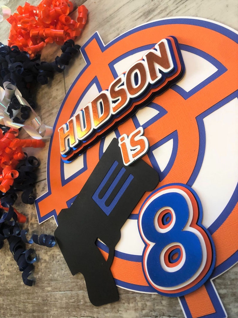 Foam Dart War Laser Dart Gun Target Blue Orange Theme Birthday Etsy