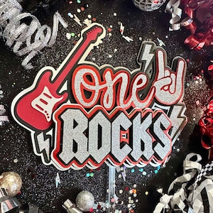 One Rocks Rock N Roll Born to Rock Theme Cake Topper - Etsy