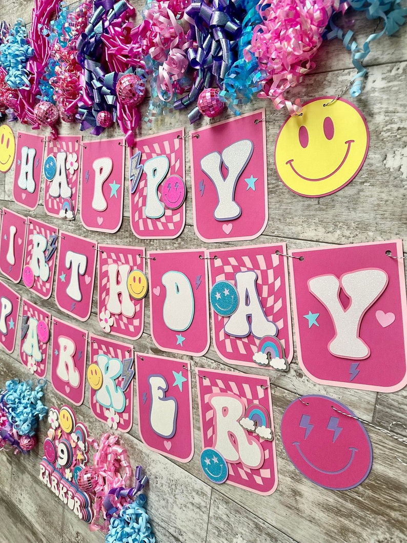AN-Birthday Banner – Preppy Stil, Großes Polyester-Banner 115 X 200 Cm, Wiederverwendbar, Perfekt Als Fotohintergrund Für Mädchen-Geburtstagsparty