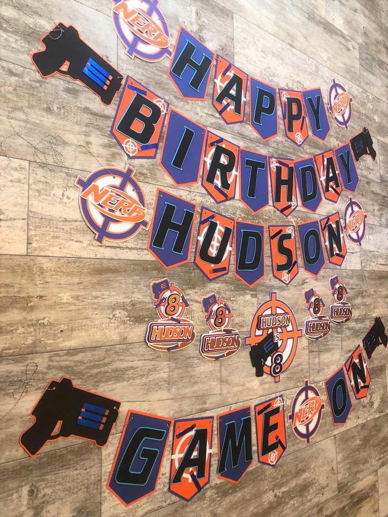 Foam Dart War Laser Dart Gun Target Blue Orange Theme Birthday Etsy