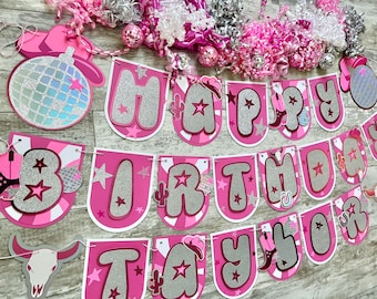 Disco Cowgirl Lets Go Girls Space Cowgirl First Rodeo Theme Birthday Banner