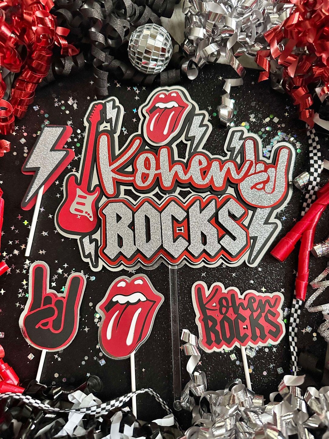 Rock Rockstar Rock N Roll One Rocks Cake Topper & Cupcake Toppers - Etsy