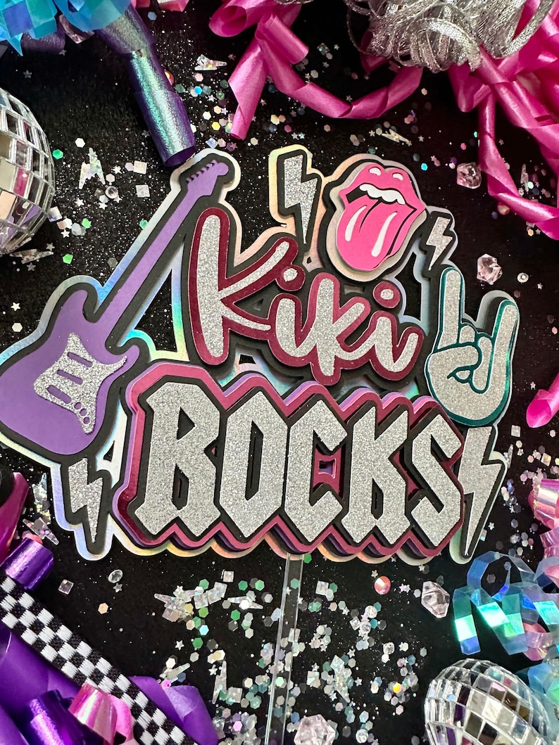 Girls Rock Rockstar Rock N Roll One Rocks Cake Topper & Cupcake Toppers ...