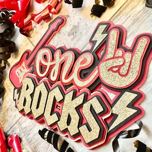 One Rocks Rock N Roll Born to Rock Theme Cake Topper - Etsy