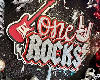 One Rocks Rock N Roll Born to Rock Theme Cake Topper