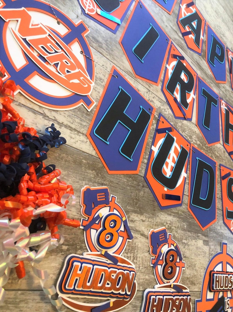 Foam Dart War Laser Dart Gun Target Blue Orange Theme Birthday Etsy