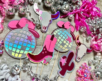 Disco Cowgirl Space Cowgirl First Rodeo Theme Centerpiece Sticks