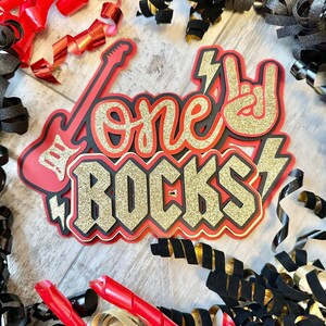 One Rocks Rock N Roll Born to Rock Theme Cake Topper - Etsy