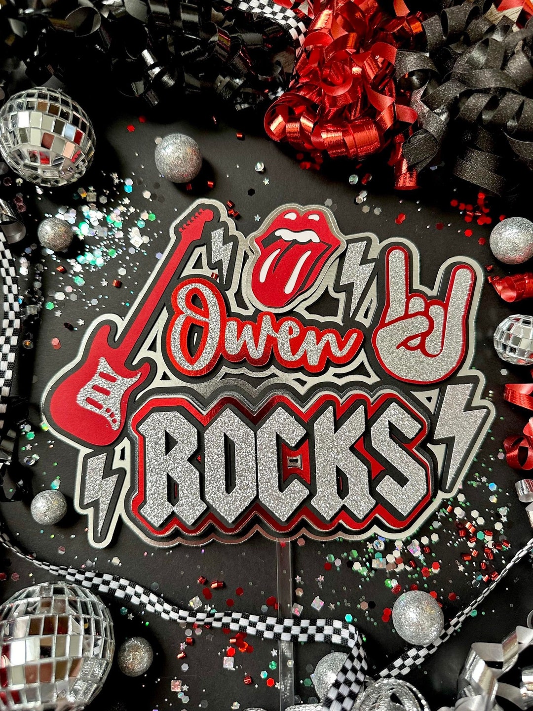 Rock Rockstar Rock N Roll One Rocks Cake Topper & Cupcake Toppers - Etsy